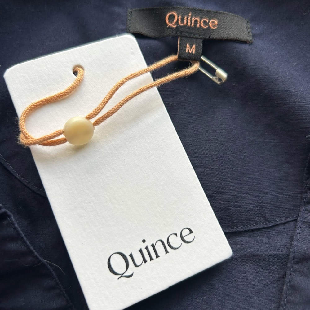 NWT Quince 100% Organic Cotton Poplin Tiered Maxi Dress Navy Blue - Picture 7 of 13